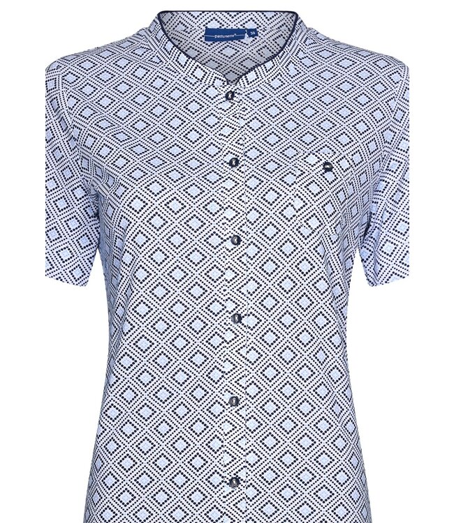 ladies short sleeve full button cotton pyjama set 'geometric diamond'