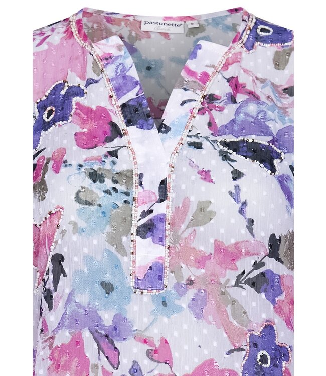 ladies lightweight 'see through' beach shirt with pretty tassels 'floral tassels'