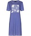 Pastunette ladies short sleeve organic cotton blue nightdress 'flowery stripes'