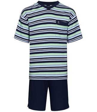 Robson men's short sleeve 'v' neck cotton single jersey shorty set 'fresh stripes'