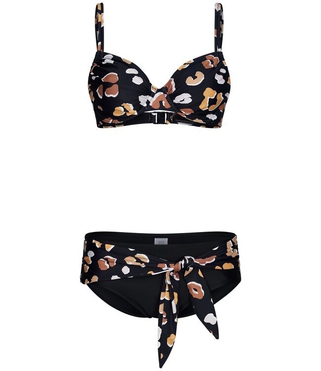 black underwire bikini set with adjustable straps 'floral animal'