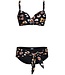 black underwire bikini set with adjustable straps 'floral animal'