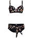 Pastunette Beach black underwire bikini set with adjustable straps 'floral animal'