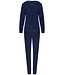 Rebelle midnight blue embossed cotton-terry lounge homesuit with hood 'fabulous flower'