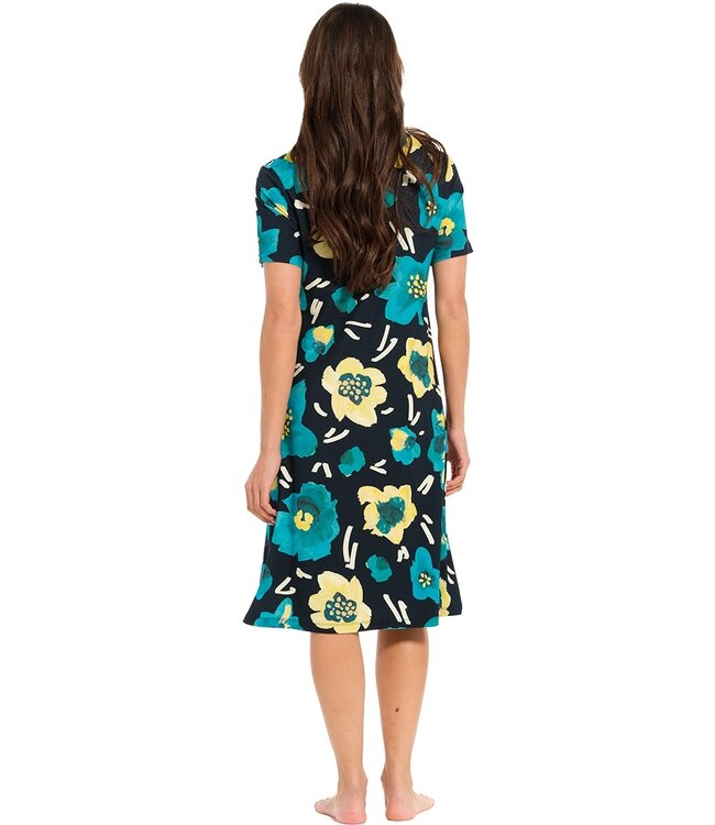 ladies blue floralshort sleeve beachdress 'floral blue blooms