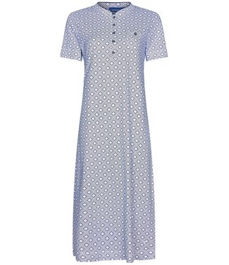 Pastunette ladies short sleeve cotton nightdress with buttons 'geometric diamond'