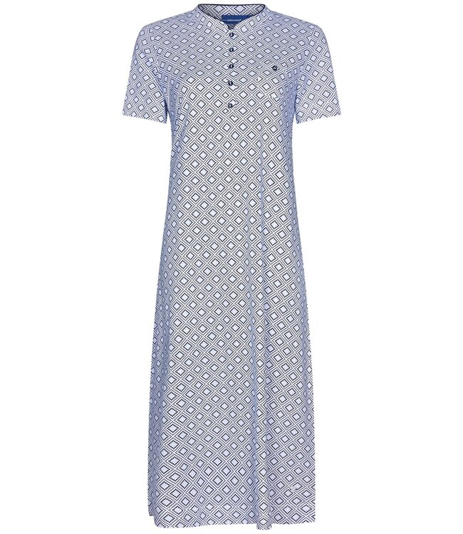 Pastunette ladies short sleeve cotton nightdress with buttons 'geometric diamond'