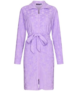 Rebelle lovely lilac embossed cotton-terry morninggown with zip 'fabulous flower'