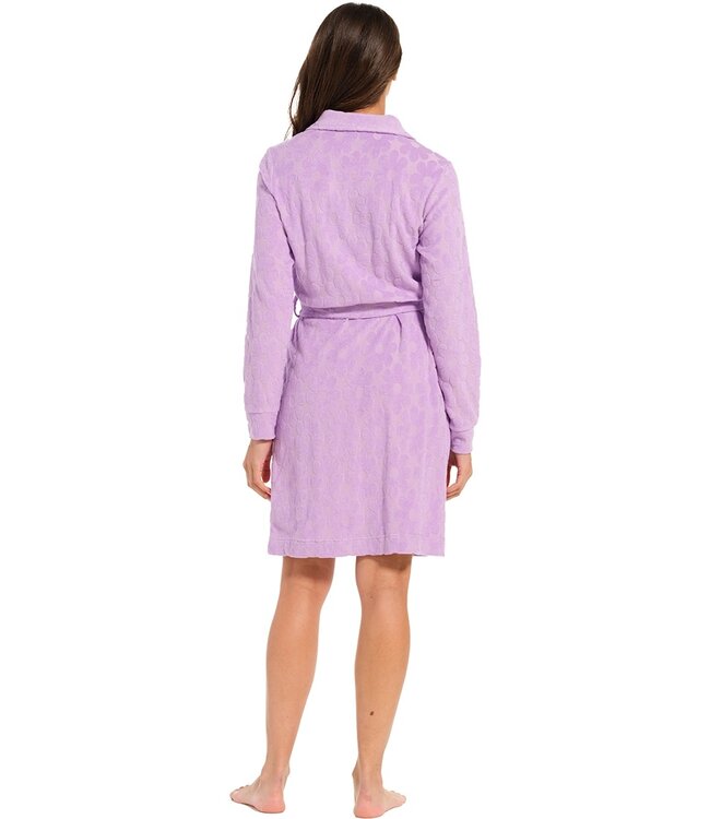 lila embossed katoen-badstof badjas met ritssluiting 'fabulous flower'