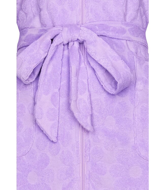 lovely lilac embossed cotton-terry morninggown with zip 'fabulous flower'