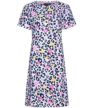 Rebelle ladies short sleeve organic cotton nightdress with buttons 'hidden chic flower'