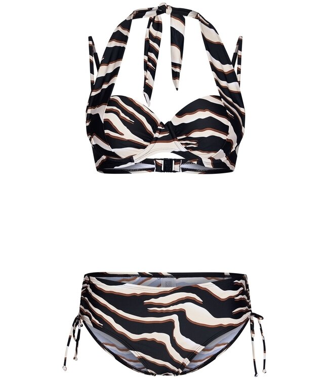 beugelbikini met soft cups en verstelbare, afneembare bandjes 'beach safari'