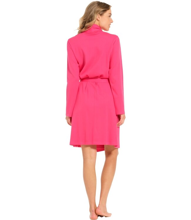 ladies pink microwaffle-cotton morning gown with shawlcollar 'summer moments'