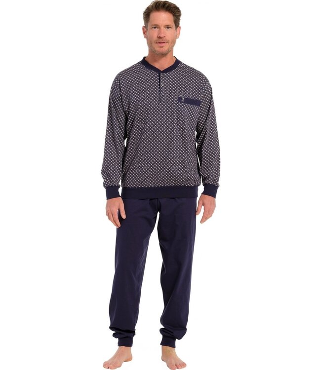 katoenen herenpyjama met lange mouwen en knopen 'groovy link'