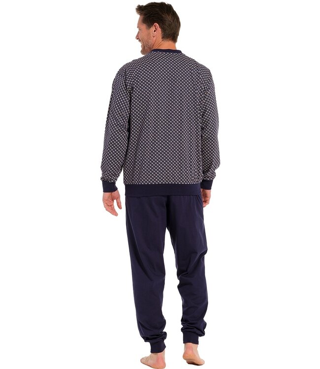 katoenen herenpyjama met lange mouwen en knopen 'groovy link'