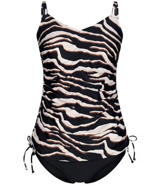 Pastunette Beach zwarte, soft cups tankiniset voor dames met verstelbare bandjes 'beach safari'