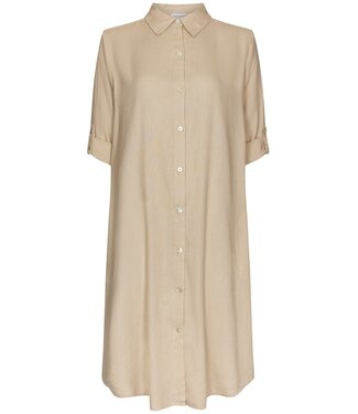 Pastunette Beach ladies sandy brown full button woven beach shirt with optional turn-up sleeves 'sunny day'