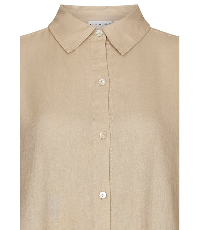 zandbruin, geweven, doorknoop strandshirt, mouwen met mouwophouders 'sunny day'