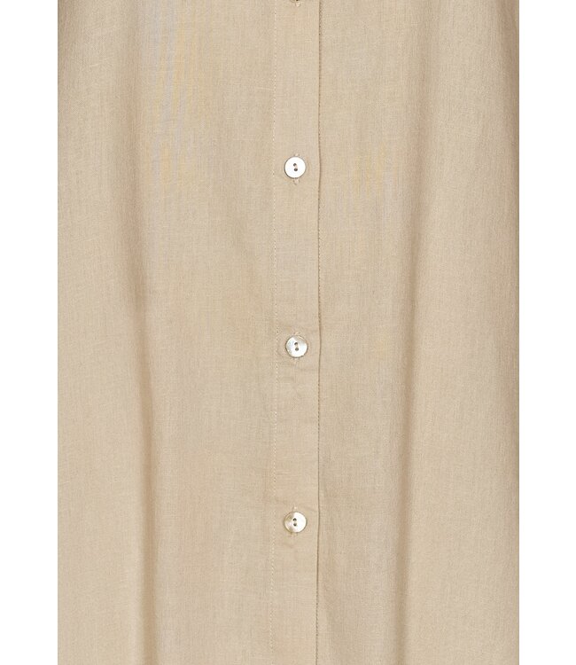 ladies sandy brown full button woven beach shirt with optional turn-up sleeves 'sunny day'