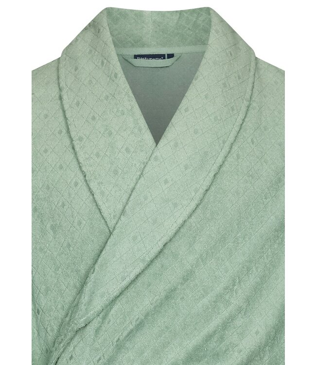 lichtgroene overslag badstof badjas met ceintuur voor heren van katoen-jacquard