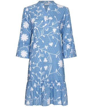 Pastunette Beach light blue cotton beach dress 'floral frills'