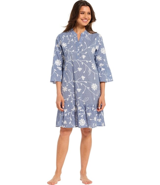 light blue cotton beach dress 'floral frills'