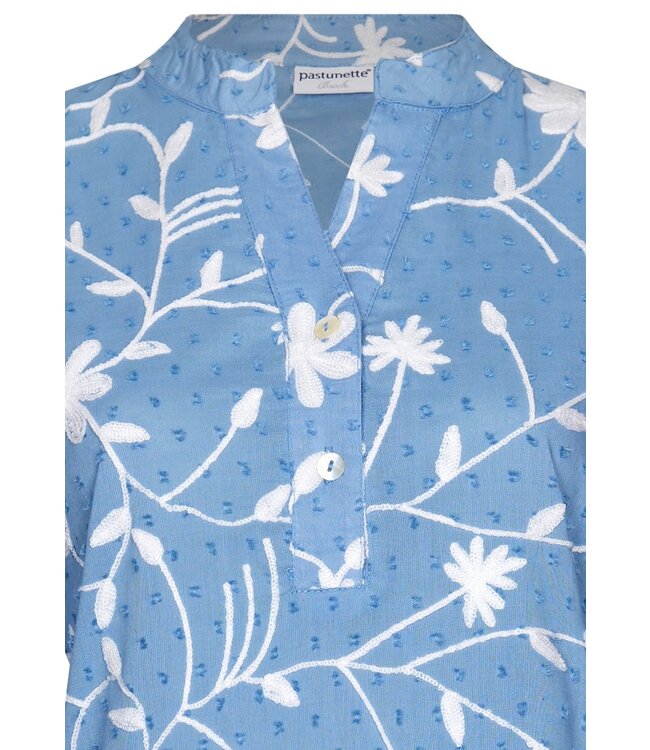 light blue cotton beach dress 'floral frills'