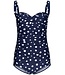 donkerblauwe beugeltankini met soft cups en verstelbare bandjes 'dotty chic'