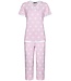 Pastunette Deluxe ladies 'v' neck short sleeve 3/4 pyjama 'pretty pink & lace'