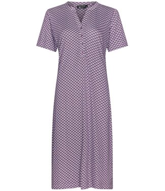 Pastunette Deluxe ladies short sleeve cotton-modal longer length luxury nightdress with buttons 'semi circle dots'