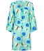 ladies lightweight 'see through' beach shirt with flared sleeve 'beach blue blooms'