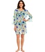 ladies lightweight 'see through' beach shirt with flared sleeve 'beach blue blooms'