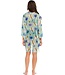 ladies lightweight 'see through' beach shirt with flared sleeve 'beach blue blooms'