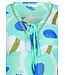 ladies lightweight 'see through' beach shirt with flared sleeve 'beach blue blooms'