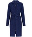 Rebelle midnight blue embossed cotton-terry morninggown with zip 'fabulous flower'