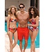 red swim shorts with elasticated tie-waist 'coral red'