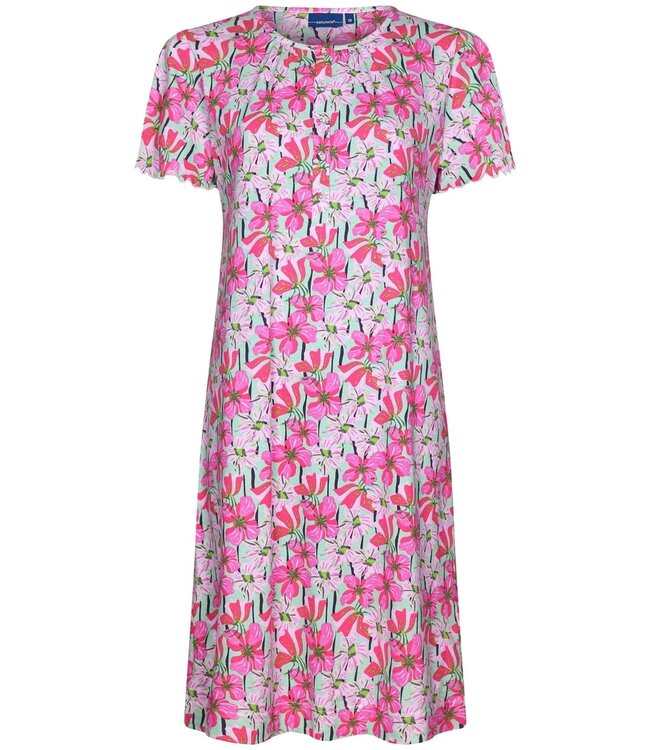 Pastunette ladies short sleeve cotton nightdress with buttons 'floral moments'