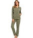 Pastunette olive beauty ladies embossed terry lounge-homesuit with zip 'abstract daisy flower'