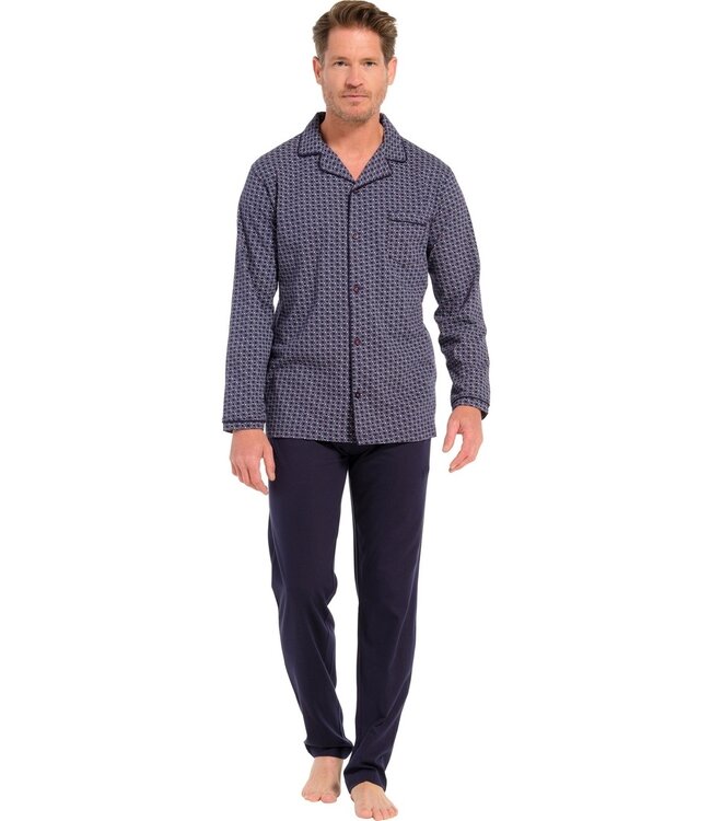 men's full button long sleeve cotton pyjama set  'groovy geometric'