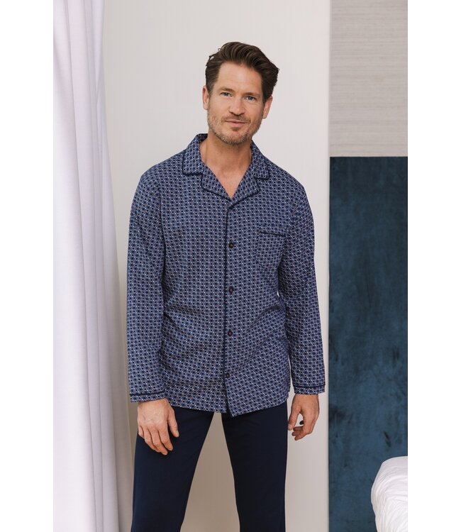 men's full button long sleeve cotton pyjama set  'groovy geometric'