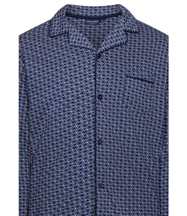 katoenen herenpyjama met doorknoop, lange mouwen 'groovy geometric'