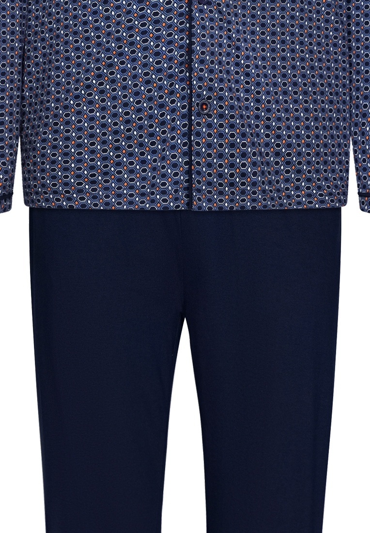 thumbnail: Aseniza Heren Pyjama Set - 100% Katoen, Lange Mouwen, Top & Broek, Maten S Tot XXL