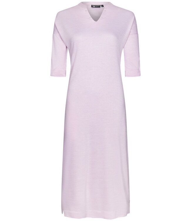 Pastunette Deluxe ladies 'v' neck  longer length 3/4 sleeve nightdress 'pretty pink zig zags'