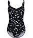 Pastunette Beach black soft cup swimming costume with adjustable straps 'monochrome dashes'