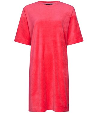 Rebelle raspberry pink short sleeve velvet lounge nightdress with pockets 'chic sporty stripe'