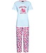 Rebelle gestreept katoenen single jersey pyjamaset met korte mouwen en capribroek voor dames 'sweet raspberry'