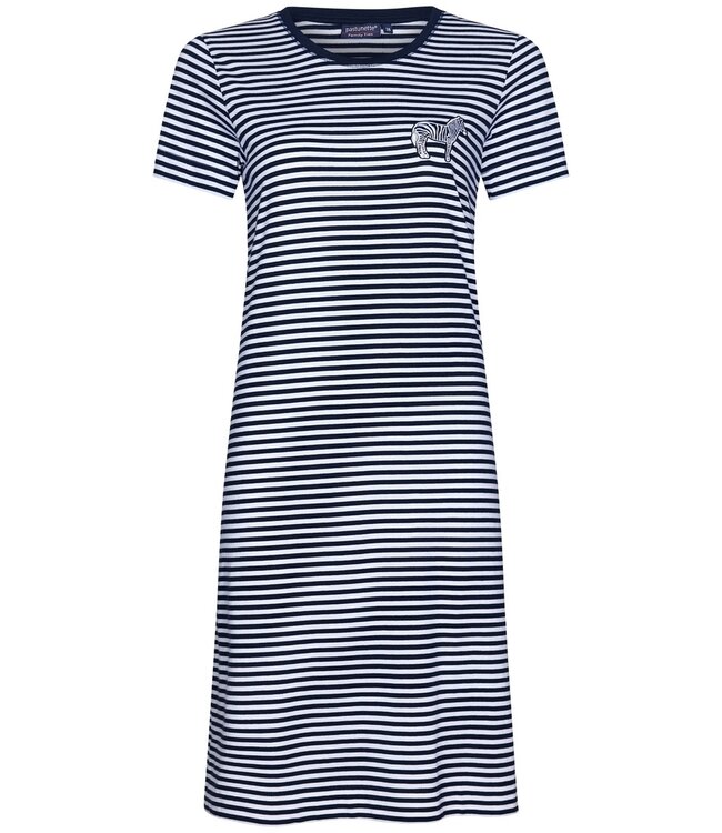 Rebelle ladies stripey short sleeve cotton single jersey nightdress 'at the zoo'
