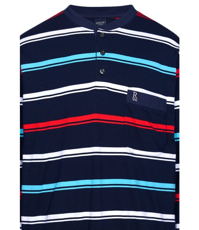 katoenen herenpyjama met lange mouwen en knopen 'bright stripes'