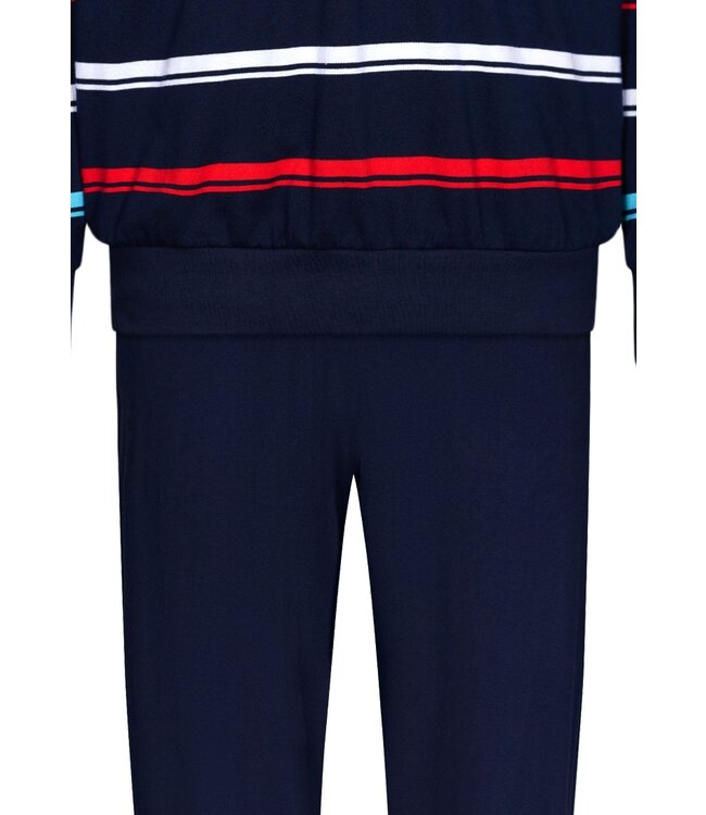 katoenen herenpyjama met lange mouwen en knopen 'bright stripes'