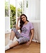 ladies short sleeve organic cotton lilac summer 3/4 pyjama set 'hidden chic flower'